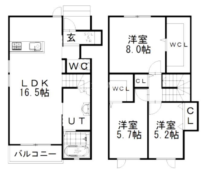 メルベイユ藤野(3LDK/1階)の間取り写真