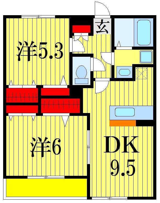 ミリアビタ響(2LDK/2階)の間取り写真