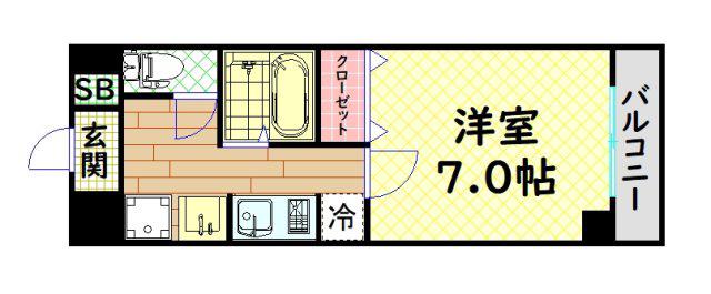 プレジオカーサII(1K/4階)の間取り写真
