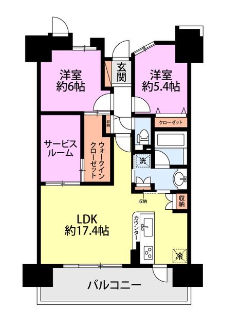 サーパス新潟駅南(2SLDK/12階)の間取り写真