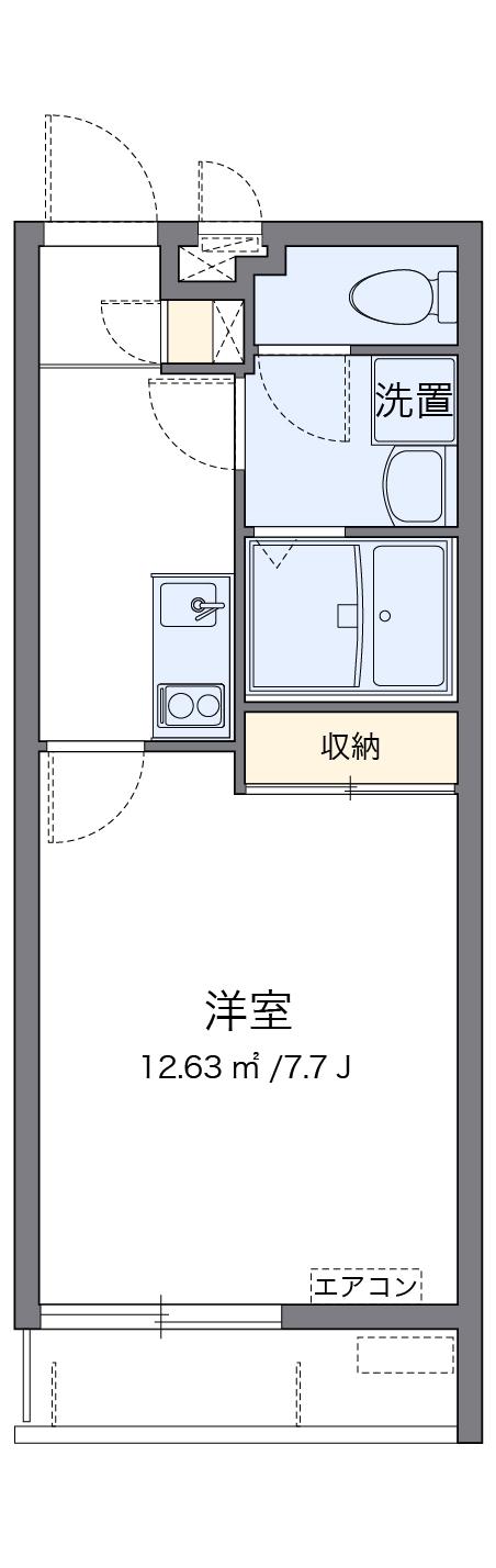 クレイノしあわせベイエリア(1K/2階)の間取り写真