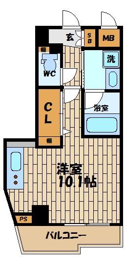 アルグラッド野田阪神(ワンルーム/10階)の間取り写真