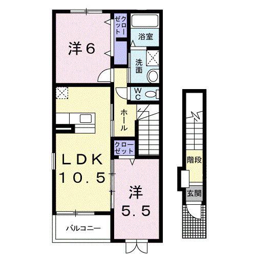 エントピア秋桜 A(2LDK/2階)の間取り写真