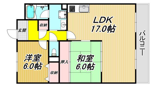 ウィステリア武庫之荘(2LDK/2階)の間取り写真