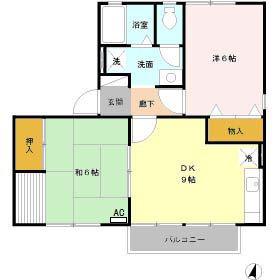 コーポ深町 B(2DK/2階)の間取り写真