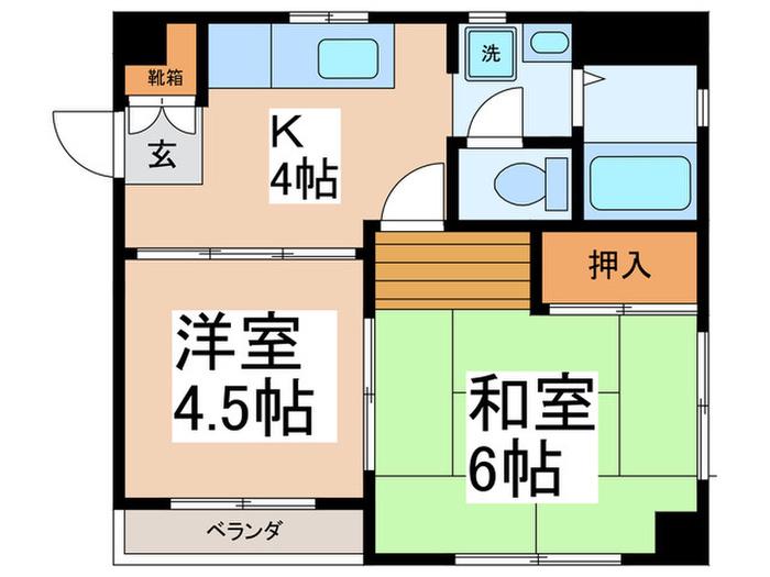 ベルメゾン山王(2K/2階)の間取り写真