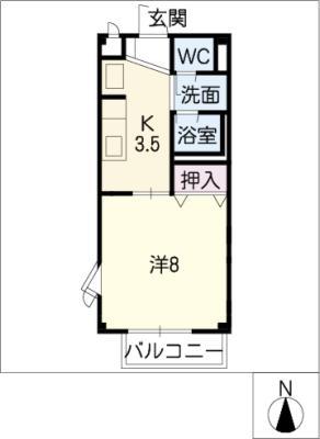 ノーブルFUJII(1K/1階)の間取り写真