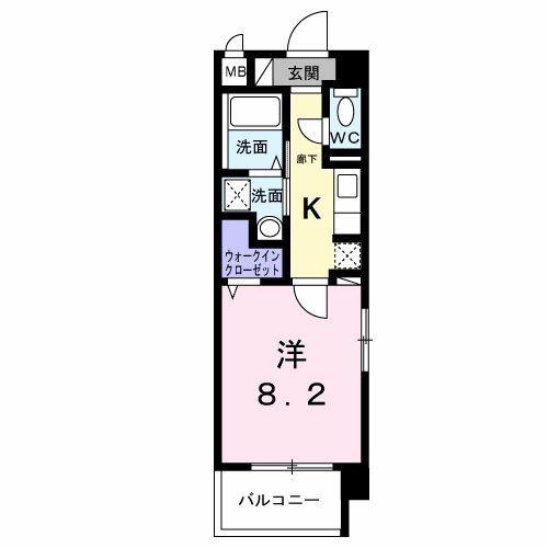 シャン・ヴァロン明神町(1K/3階)の間取り写真