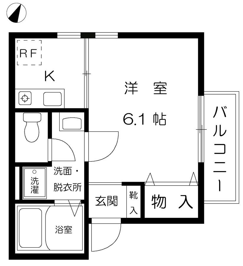 プランドール六甲(1K/2階)の間取り写真