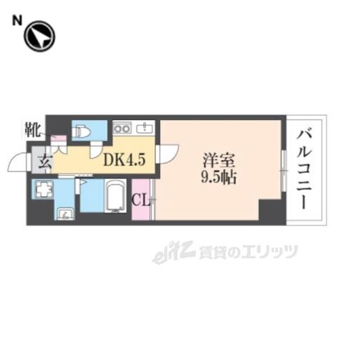 アスティム2(1K/4階)の間取り写真