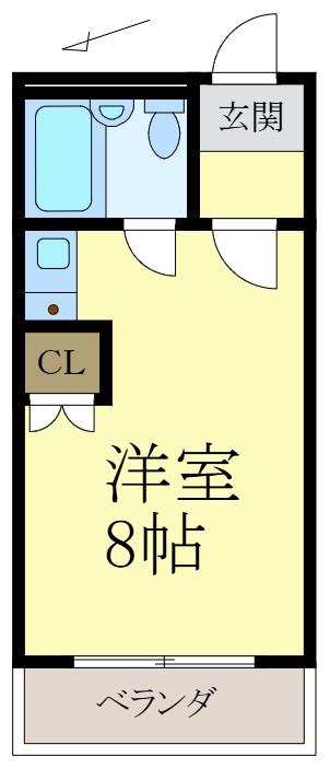 ヴィラヤナセ(ワンルーム/3階)の間取り写真