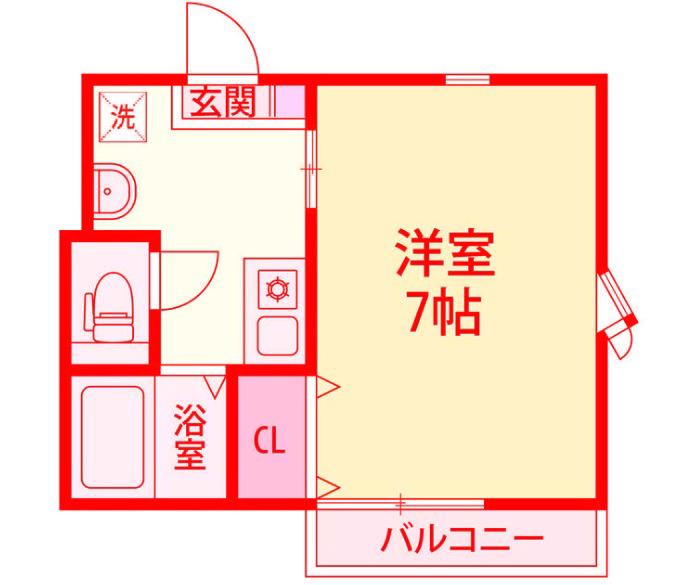 プレイスヨコハマ(1K/2階)の間取り写真