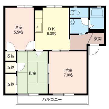 グリーンピア海老名B(3DK/2階)の間取り写真