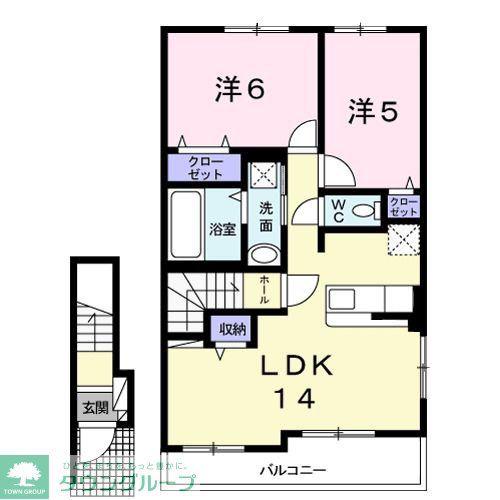 ルッカリー(2LDK/2階)の間取り写真