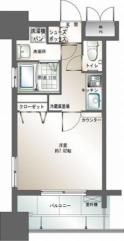 エンクレスト御供所(1K/8階)の間取り写真
