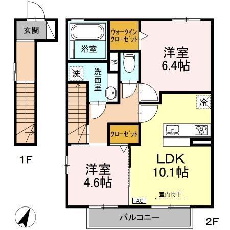 メゾンSAKURAII(2LDK/2階)の間取り写真