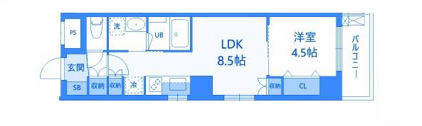 GRAND―MERE横浜大口(1LDK/7階)の間取り写真