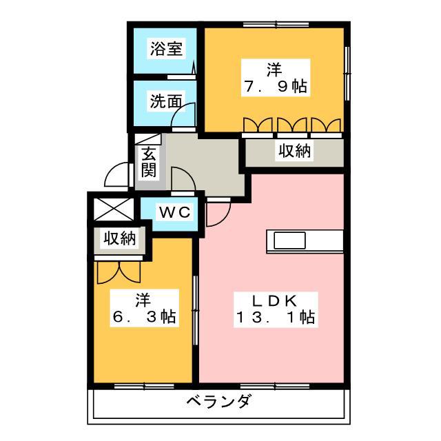 ファシネーション(2LDK/1階)の間取り写真