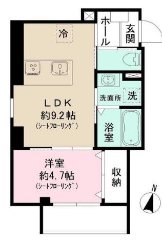 東京メトロ南北線 麻布十番駅 徒歩8分 5階建 築1年(1LDK/1階)の間取り写真
