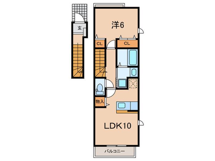 クローバーII(1LDK/2階)の間取り写真