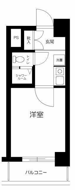APARTMENT祐天寺(1K/6階)の間取り写真