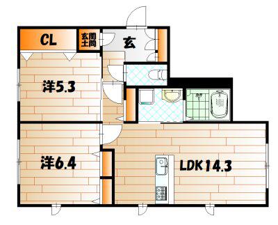 NADYA上富野(2LDK/1階)の間取り写真
