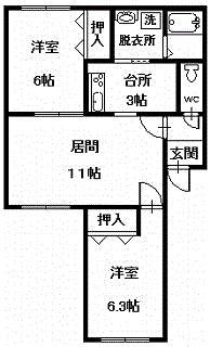 リフェスタ住吉(2LDK/3階)の間取り写真