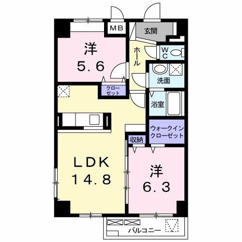 ARIETTA(2LDK/2階)の間取り写真