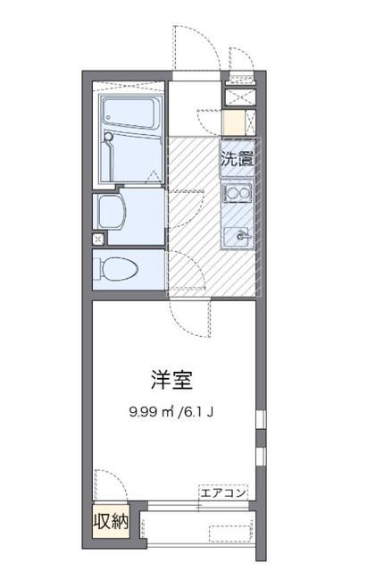 クレイノ杉山IV(1K/2階)の間取り写真