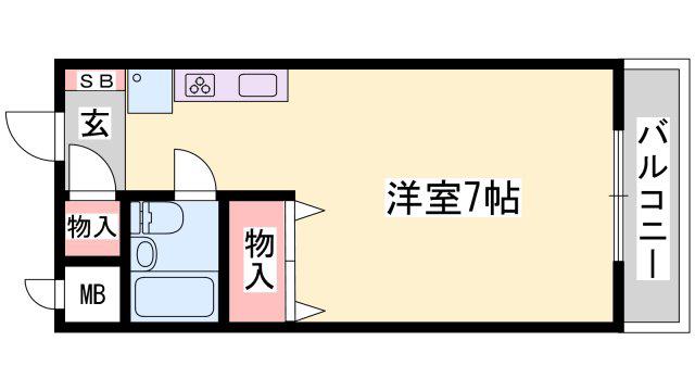 ヴィラフィオーレ(ワンルーム/1階)の間取り写真