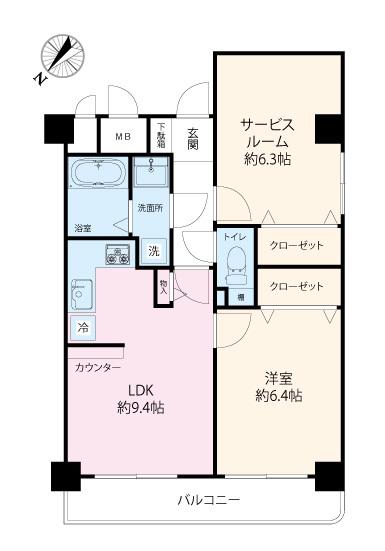 ステージグランデ市谷薬王寺(1SLDK/2階)の間取り写真