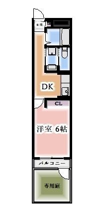 都マンション(1DK/1階)の間取り写真