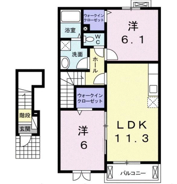 ベルポスト(2LDK/2階)の間取り写真