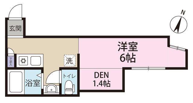 プレミアコート原木中山(ワンルーム/1階)の間取り写真