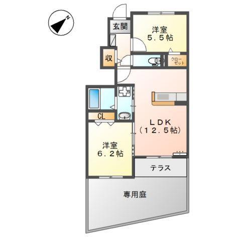 プチ・アース(2LDK/1階)の間取り写真
