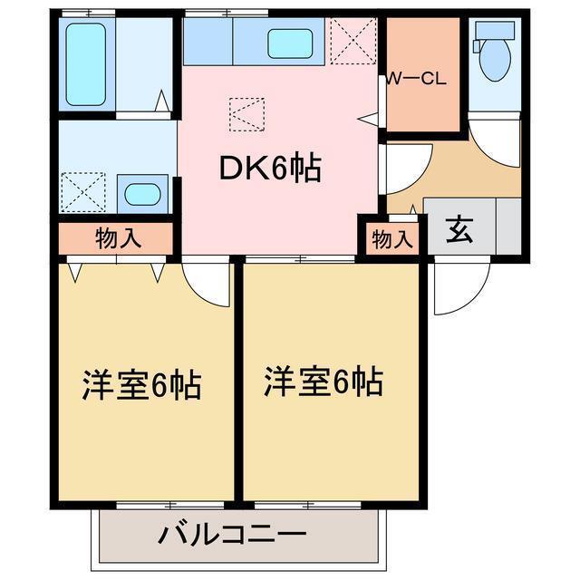 アテナ中村(2DK/2階)の間取り写真
