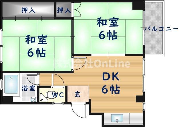 向井コーポラス(2DK/1階)の間取り写真