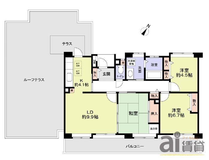 コーポレート清瀬駅南4号棟(3LDK/7階)の間取り写真