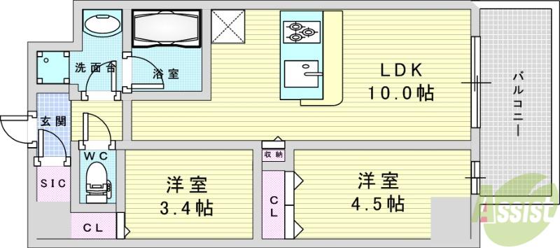 スプランディッド9(2LDK/8階)の間取り写真