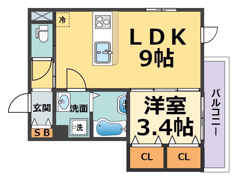 CLII(1LDK/1階)の間取り写真
