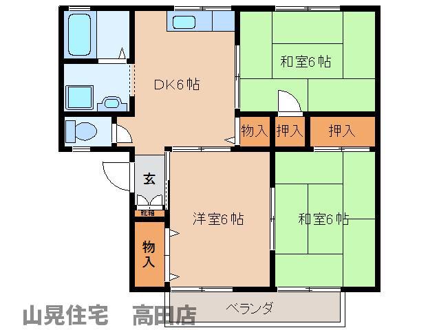 エーデル(3DK/2階)の間取り写真