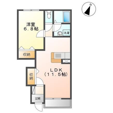 AQUASIDE VILLA(1LDK/1階)の間取り写真