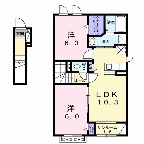 セルツN(2LDK/2階)の間取り写真