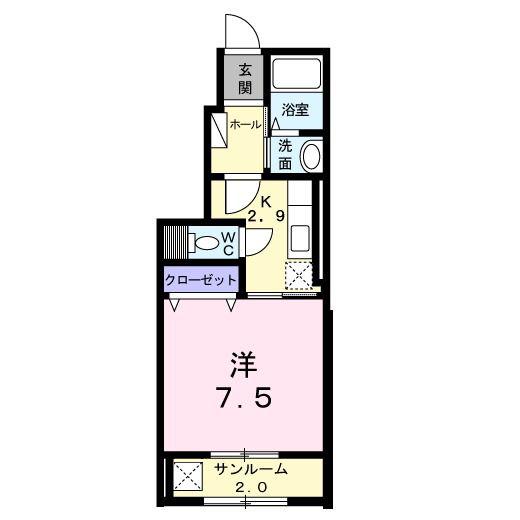 シャロン(1K/1階)の間取り写真