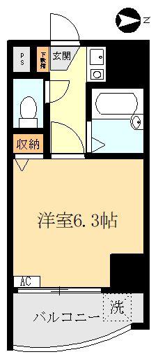 ラトゥール川口(1K/6階)の間取り写真