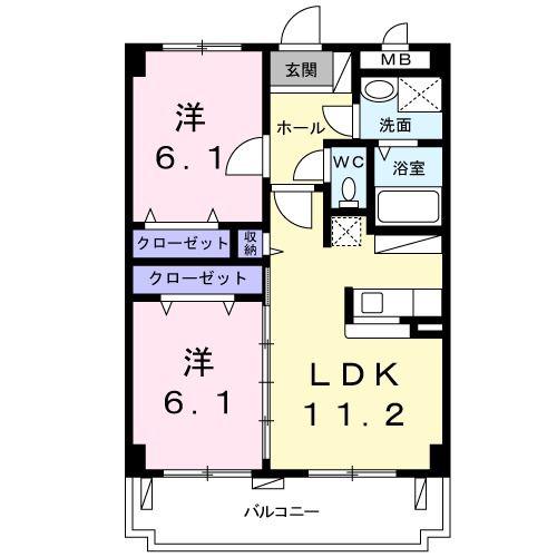 レジデンスプラシード(2LDK/2階)の間取り写真