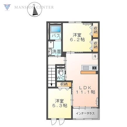 ヴィダ リヴィエール(2LDK/2階)の間取り写真