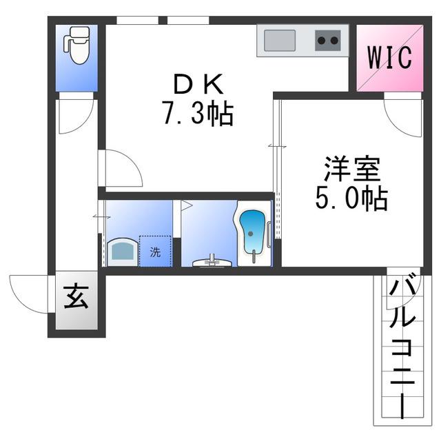 フジパレス城北III番館(1DK/2階)の間取り写真