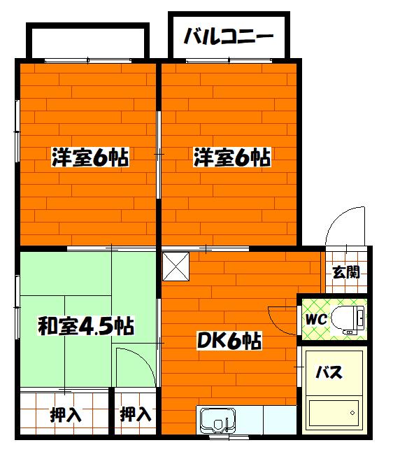 コーポスミダ(3DK/2階)の間取り写真