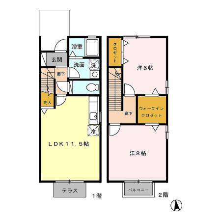 ベルスクエア(2LDK/1階)の間取り写真